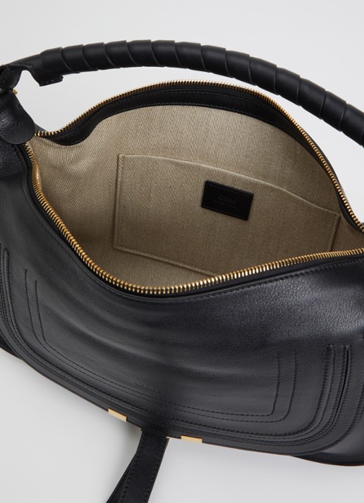 Chloé Marcie Small schoudertas van kalfsleer - detail zwart