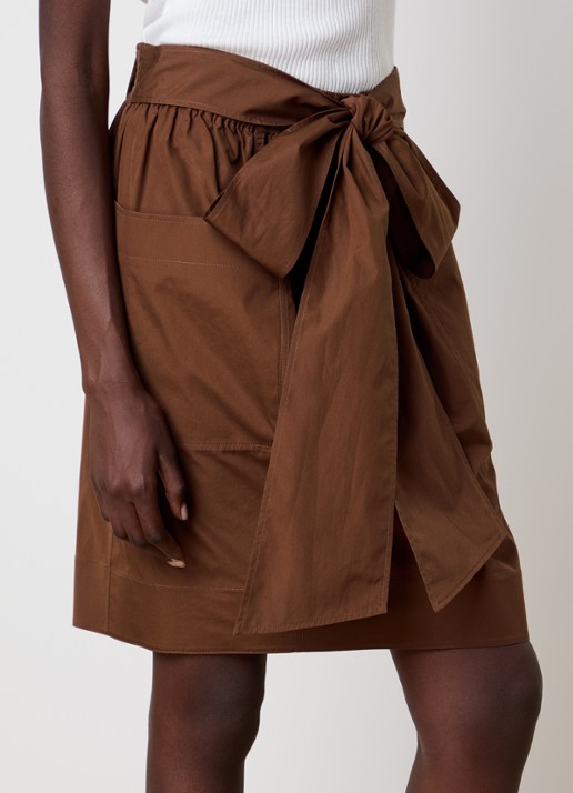 Chloé Midi rok met strikceintuur en opgestikte zakken - detail 4 cognac