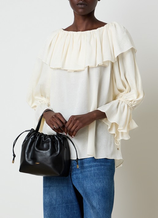 Chloé Mini Chloé Icons schoudertas van lamsleer - voorkant 2 zwart