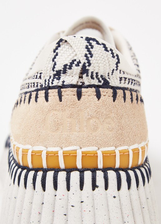 Chloé Nama sneaker met gebreid bovenwerk en suède details - detail 4 beige