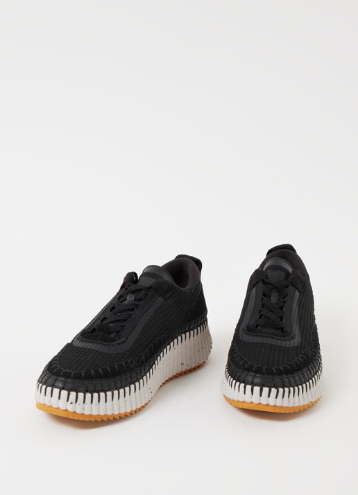 Chloé Nama sneaker met gebreid bovenwerk en suède details - detail zwart