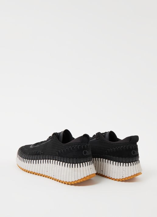 Chloé Nama sneaker met gebreid bovenwerk en suède details - detail 2 zwart