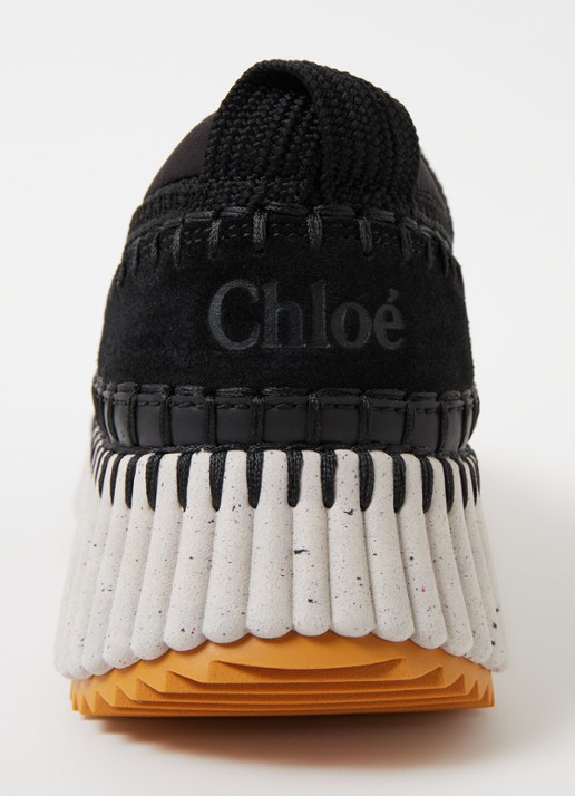 Chloé Nama sneaker met gebreid bovenwerk en suède details - detail 4 zwart