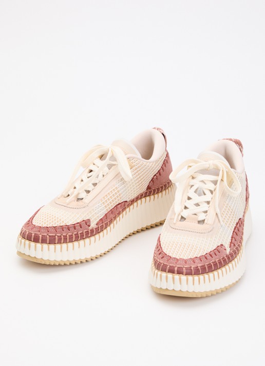 Chloé Nama sneaker met gebreid bovenwerk en suède details - detail 2 beige