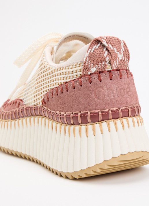 Chloé Nama sneaker met gebreid bovenwerk en suède details - detail 5 beige