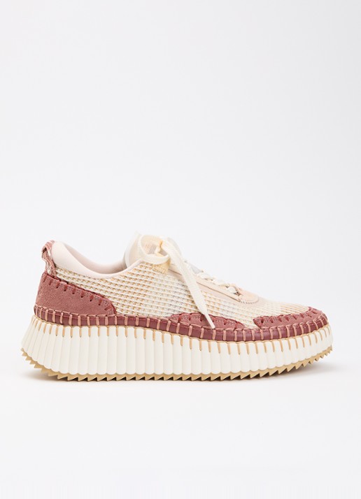 Chloé Nama sneaker met gebreid bovenwerk en suède details