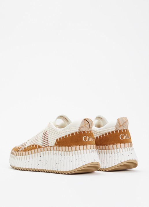 Chloé Nama sneaker van kalfsleer met plateauzool - achterkant 7 bruin