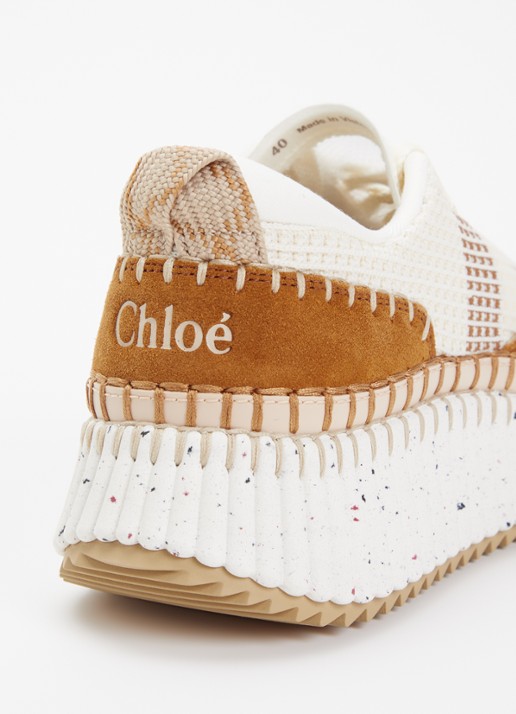 Chloé Nama sneaker van kalfsleer met plateauzool - detail 4 bruin