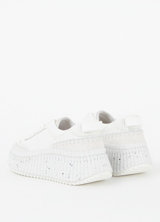 Chloé Nama sneaker van leer met suède details - achterkant 3 wit