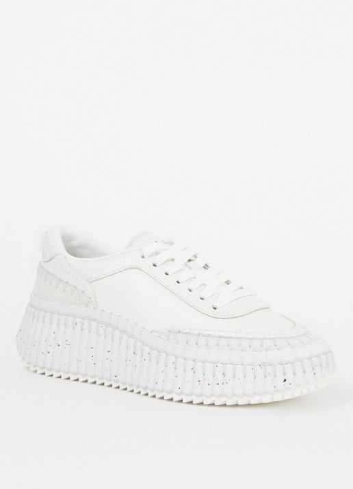 Chloé Nama sneaker van leer met suède details