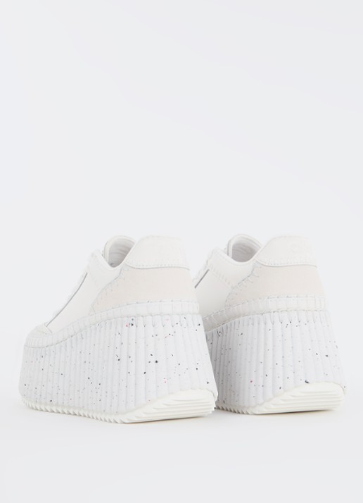 Chloé Nama sneaker van leer met suède details - achterkant wit