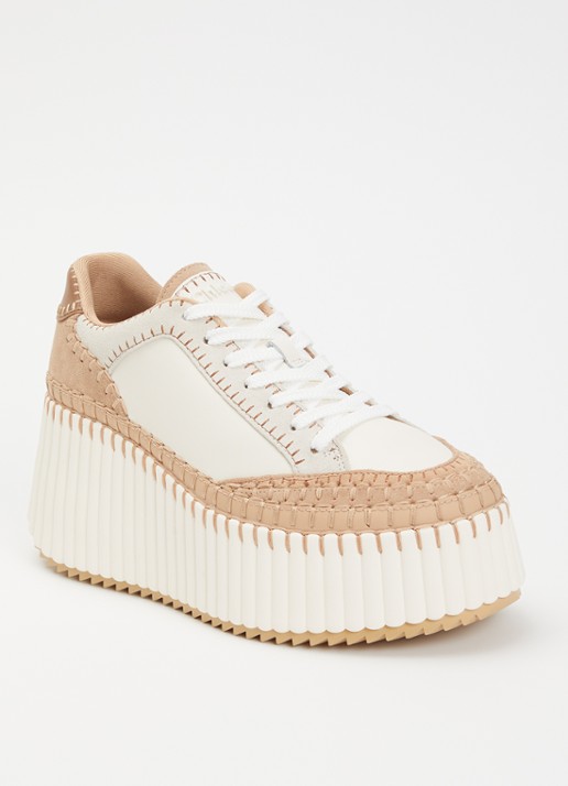 Chloé Nama Wedge sneaker van leer met details van suède