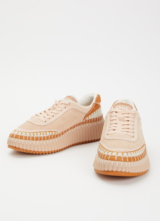 Chloé Name sneaker van suède - detail 3 oudroze