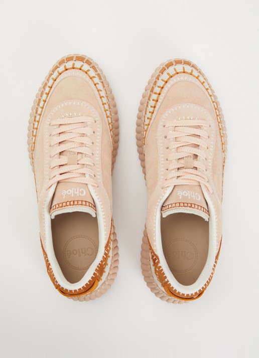 Chloé Name sneaker van suède - detail 4 oudroze