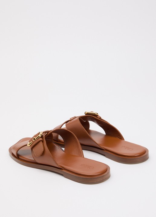 Chloé Nil slipper van leer met gesp detail - achterkant 2 bruin