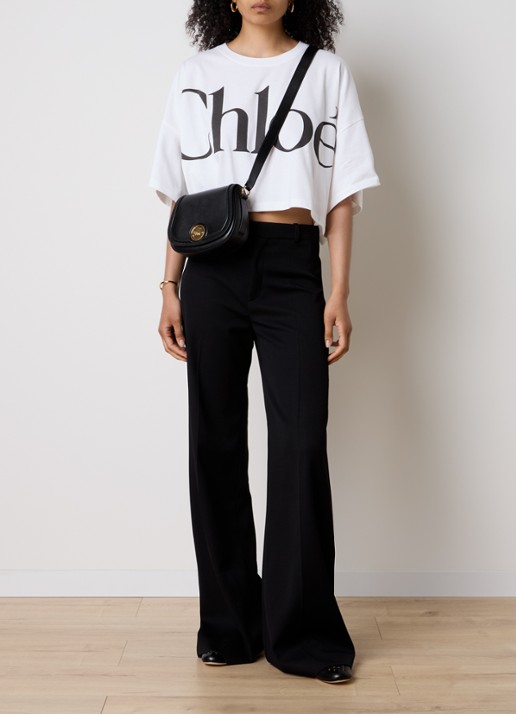 Chloé Oversized cropped T-shirt met logoprint - voorkant 2 wit