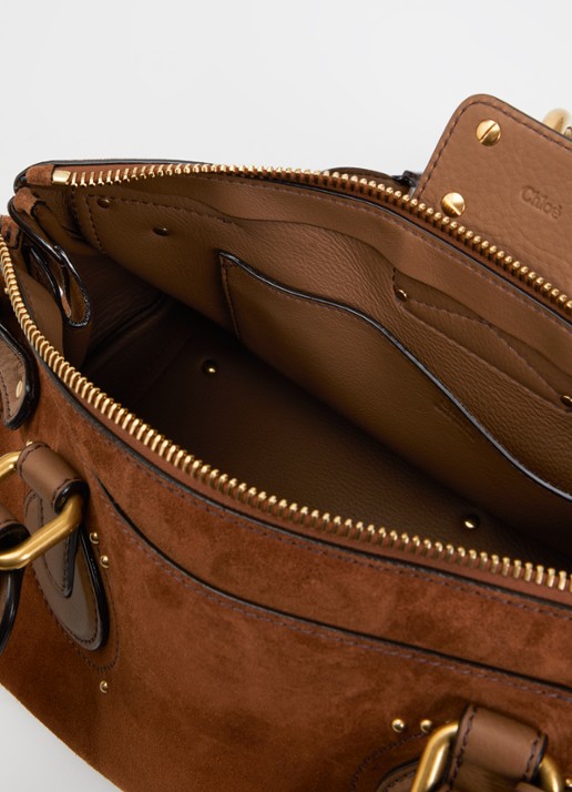 Chloé Paddington schoudertas van kalfssuède en kalfsleren details - detail 3 cognac