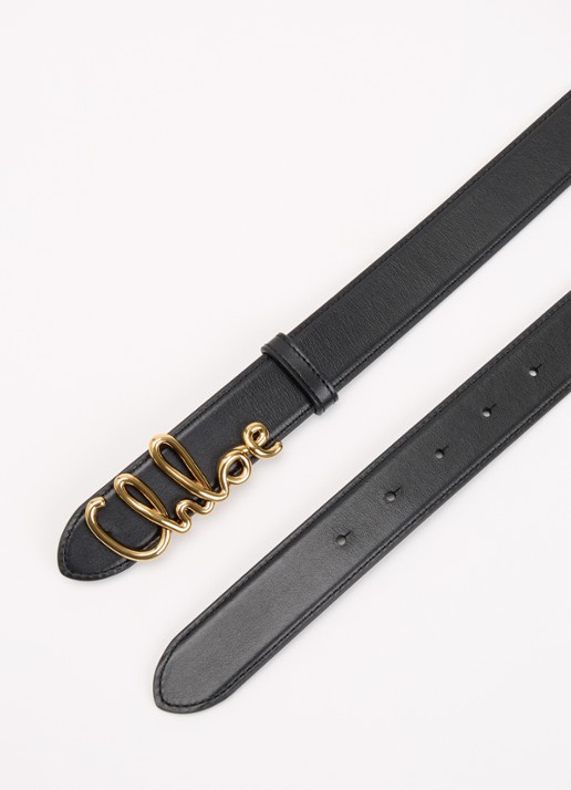 Chloé Riem van leer met logo - detail 2 zwart
