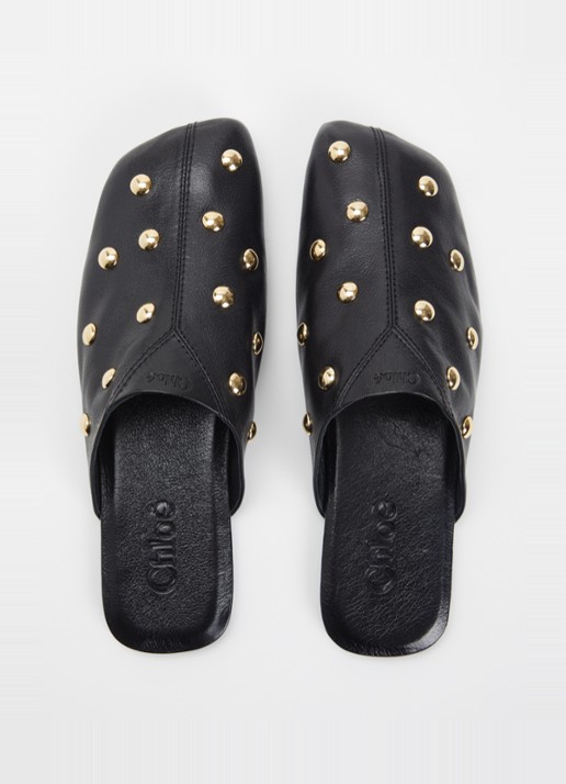 Chloé Rita muiltje van leer met studs - detail 2 zwart