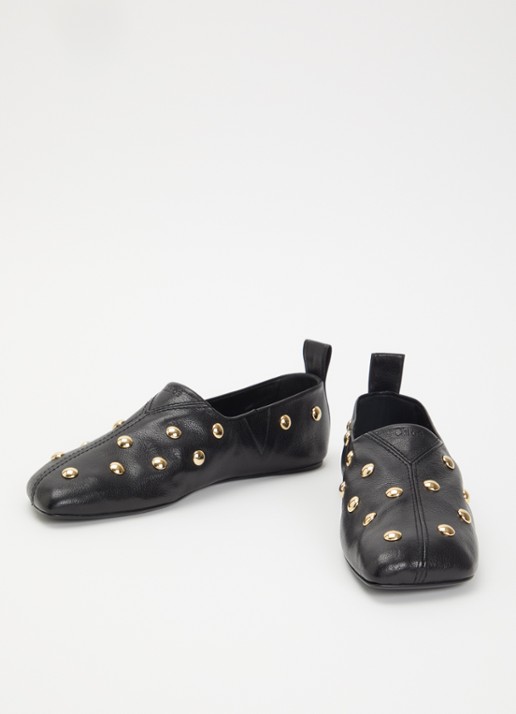 Chloé Rita slip-on van leer met studs  - detail 4 zwart