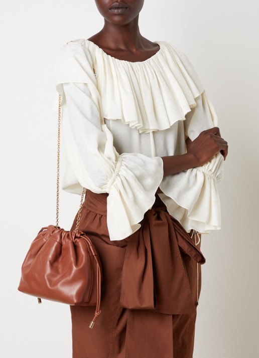 Chloé Small Chloé Icons schoudertas van lamsleer met verstelbare schouderriem - voorkant 6 roestbruin