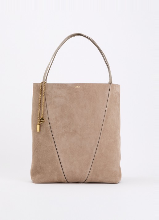 Chloé Spin shopper van kalfsleer - voorkant 5 lichtgrijs