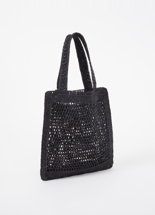 Chloé Summer Banana shopper van raffia - achterkant zwart