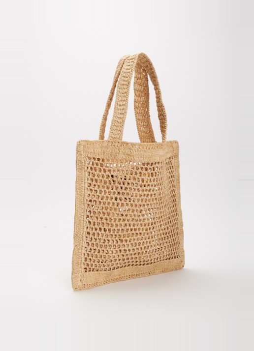 Chloé Summer Banana shopper van raffia - achterkant 6 beige