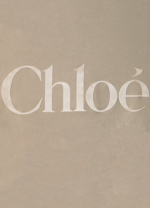 Chloé Sweater met flock logoprint - detail 2 zand