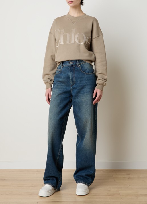 Chloé Sweater met flock logoprint - voorkant 4 zand