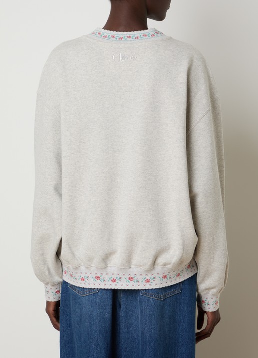 Chloé Sweater met logoborduring en ingebreid patroon - achterkant 5 grijs