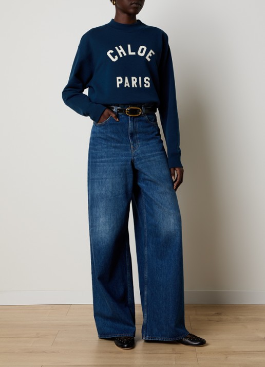 Chloé Sweater met logoprint - voorkant 5 donkerblauw
