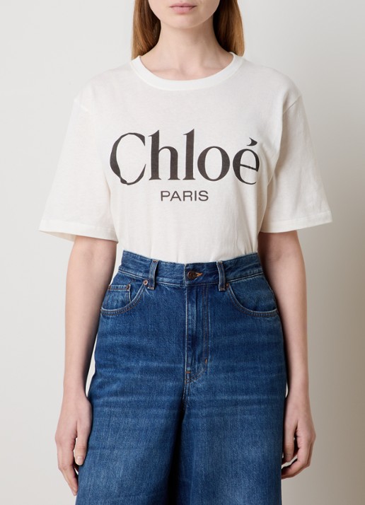 Chloé T-shirt met logoprint - detail 3 gebroken wit