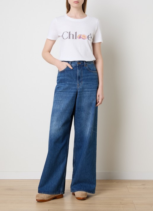 Chloé T-shirt met logoprint - voorkant 2 wit