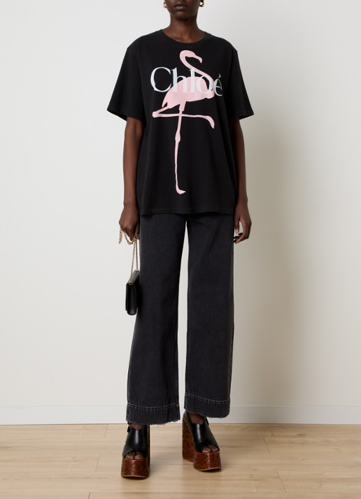Chloé T-shirt met logoprint - voorkant 5 zwart