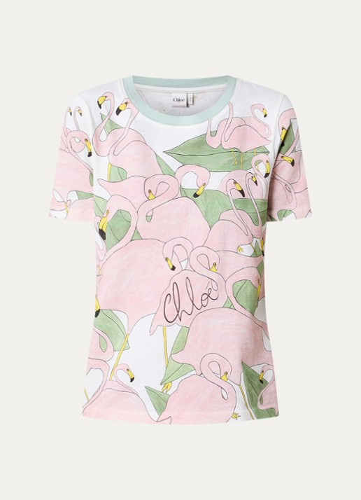 Chloé T-shirt met print - voorkant 4 roze