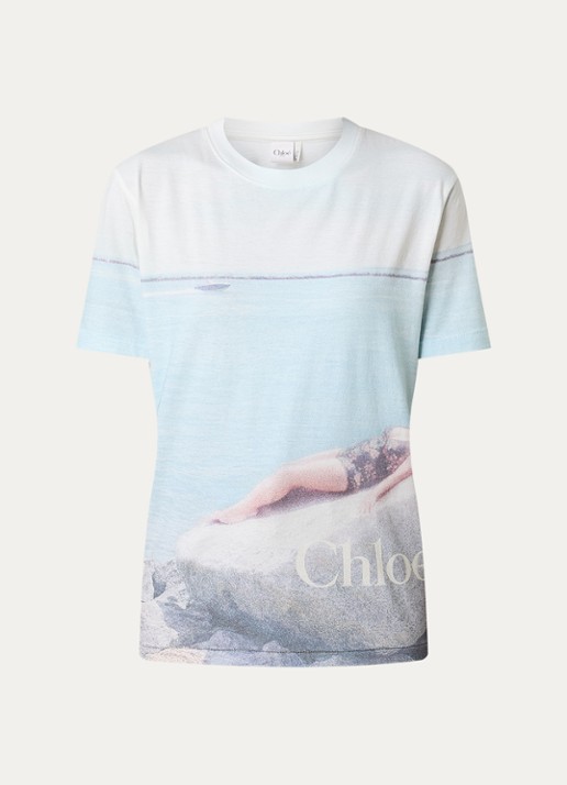 Chloé T-shirt met print - voorkant lichtblauw