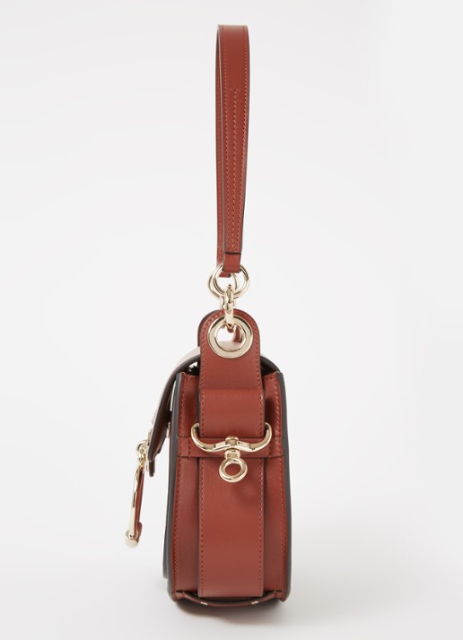 Chloé Tess Small schoudertas van kalfsleer met suède details - detail 5 roodbruin