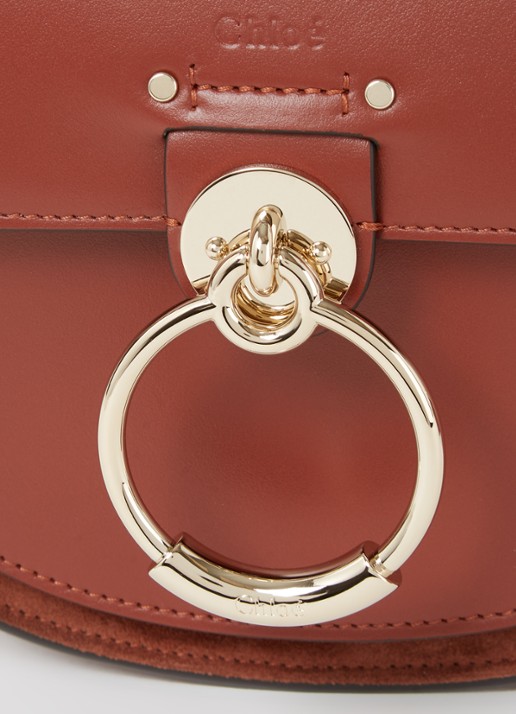 Chloé Tess Small schoudertas van kalfsleer met suède details - detail 6 roodbruin