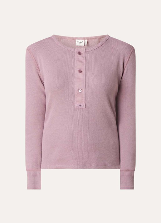 Chloé Top met ribstructuur - voorkant oudroze