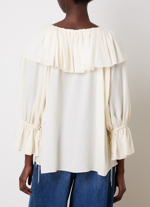 Chloé Top van zijde met strikdetail - achterkant creme