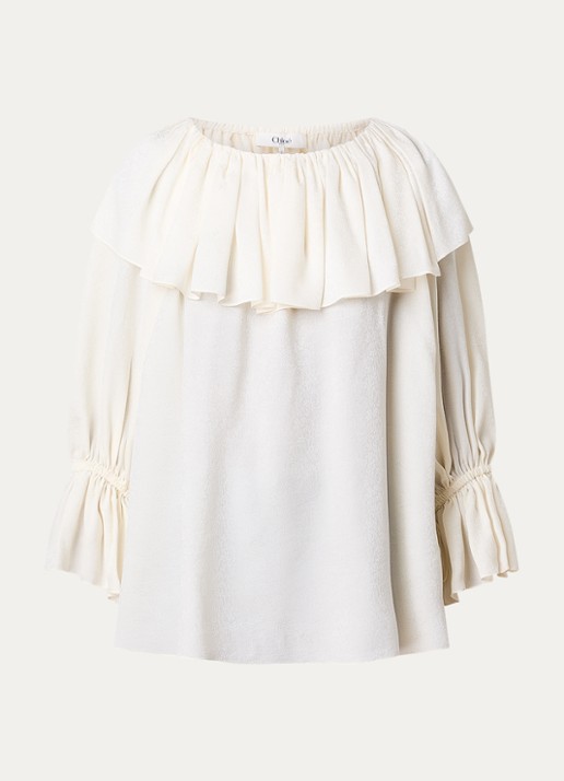 Chloé Top van zijde met strikdetail - voorkant 4 creme