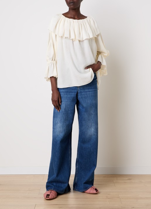 Chloé Top van zijde met strikdetail - voorkant 5 creme