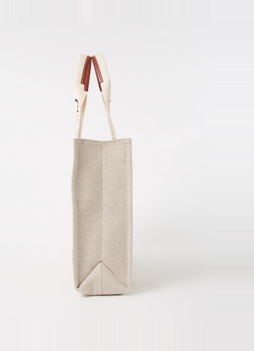 Chloé Woody Large shopper van canvas met kalfsleren details - detail 2 beige