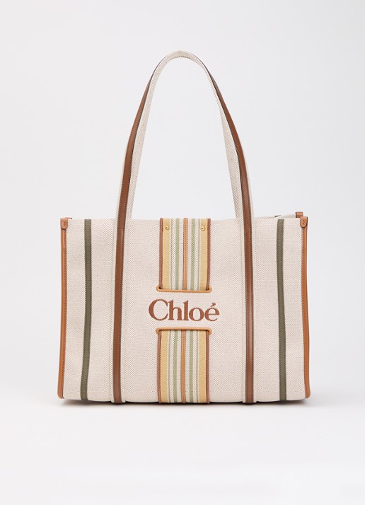Chloé Woody Loop Medium schoudertas van canvas met kalfsleren details