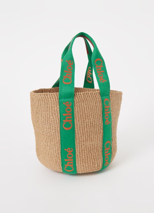 Chloé Woody shopper met logo - achterkant 6 beige