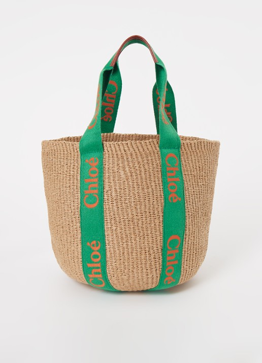 Chloé Woody shopper met logo - voorkant 4 beige