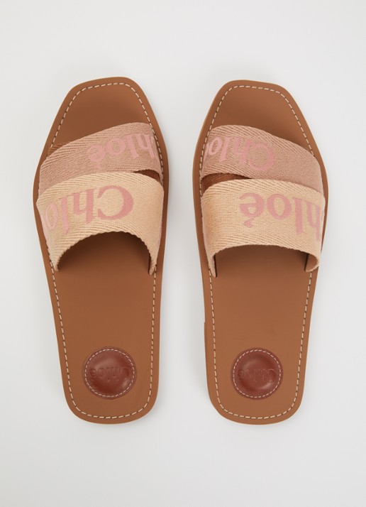 Chloé Woody slipper met logo - detail 2 camel