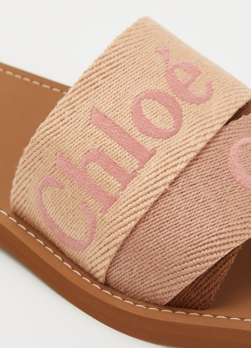 Chloé Woody slipper met logo - detail 4 camel