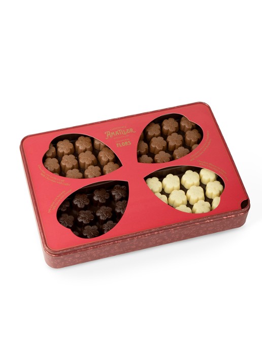 Chocolate Amatller Chocolade met fruit- of koffievulling in XL blik 288 gram - achterkant undefined